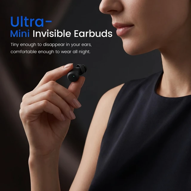 Alt view image 2 of 5 - Houlyn ANC Sleep Earbuds for Side Sleepers, Mini Invisible Noise Cancelling Wireless Earbuds with Double-Layer Silicone Tips, Sleep Mode Headphones for Sleeping, Snoring, TravelBlack