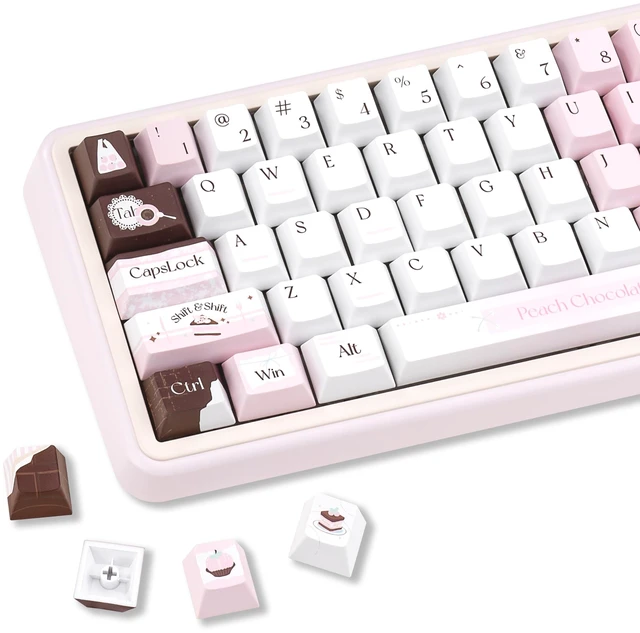 Main image of ZERRIOY 130-Key PBT Dye-Sublimation Pink White Cute Aesthetic Keycaps