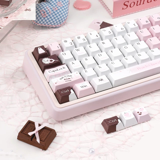 Alt view image 3 of 5 - ZERRIOY 130-Key PBT Dye-Sublimation Pink White Cute Aesthetic Keycaps