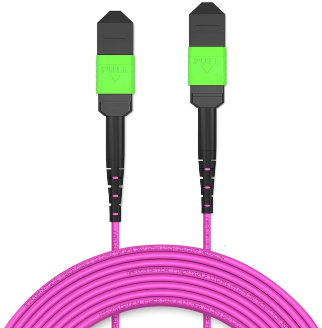 Main image of AMPCOM MPO to MPO Trunk Cable 50/125m Multimode OM4 (12 Fiber, Female, Type B, LSZH/Riser, APC, Magenta) 20m (65.5ft)
