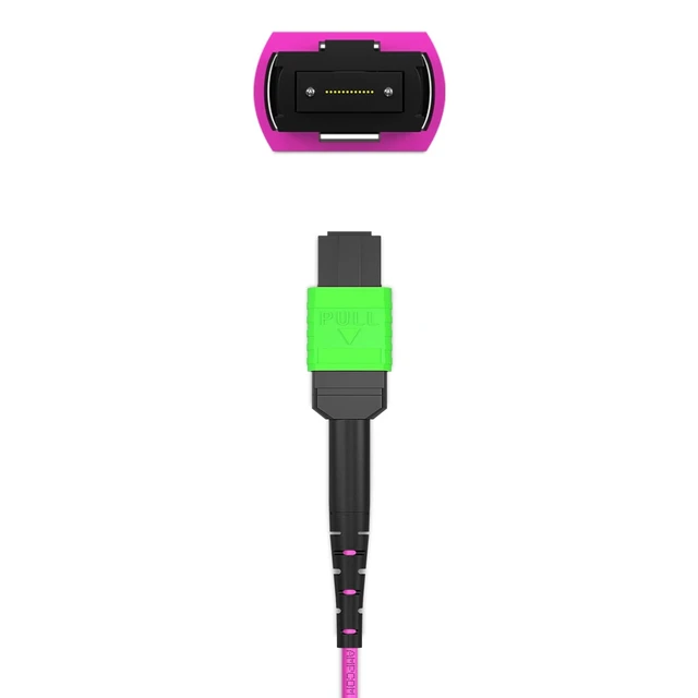 Alt view image 4 of 5 - AMPCOM MPO to MPO Trunk Cable 50/125m Multimode OM4 (12 Fiber, Female, Type B, LSZH/Riser, APC, Magenta) 20m (65.5ft)