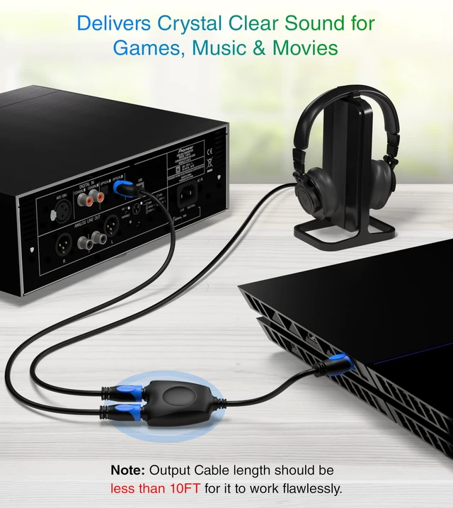 Alt view image 3 of 5 - BlueRigger Digital Optical Audio Splitter (1x2 Toslink Splitter, DTS 5.1)