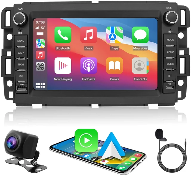 Main image of Car Stereo for GMC Sierra/Yukon, for Chevy Silverado/Avalanche/Tahoe/Suburban, For Buick/Hummer, 7" Touch Screen MP5 Player with Apple CarPlay & Android Auto ^^ Bluetooth, Backup Camera, Dual USB Inpu