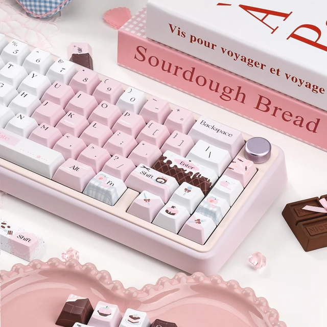 Alt view image 5 of 5 - ZERRIOY 130-Key PBT Dye-Sublimation Pink White Cute Aesthetic Keycaps