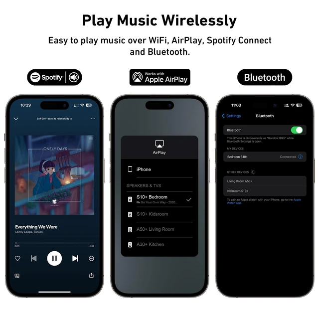 Alt view image 3 of 5 - Arylic S10+ WiFi & Bluetooth Music Streamer for Home Stereo, AirPlay Receiver with Spotify Connect, Multiroom Audio System, Upgrade Old Speakers with Clearer HiFi Sound, Optical & RCA Output
