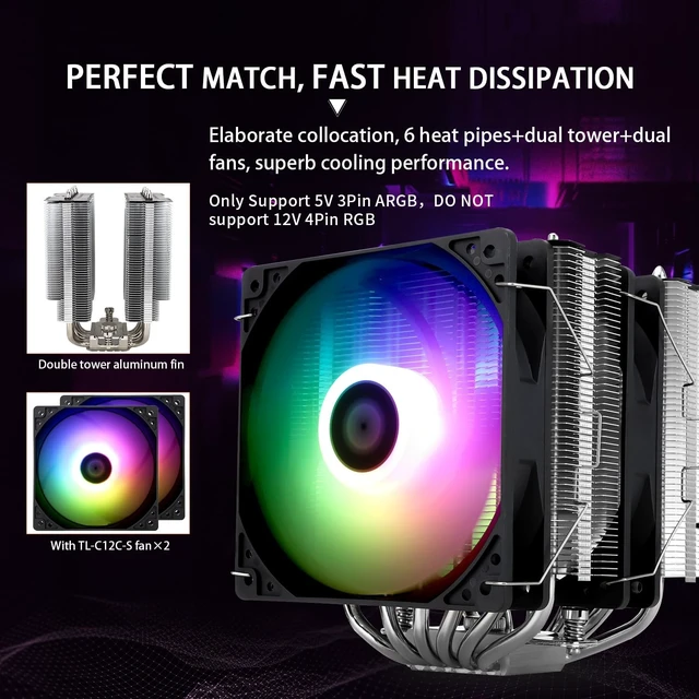 Alt view image 2 of 5 - Thermalright TR Peerless Assassin 120 SE ARGB CPU Air Cooler,6 Heat Pipes CPU Cooler, Dual TL-C12C-S PWM Fan, Aluminium Heatsink Cover,AGHP Technology,for AMD AM4/AM5/Intel LGA1700/11