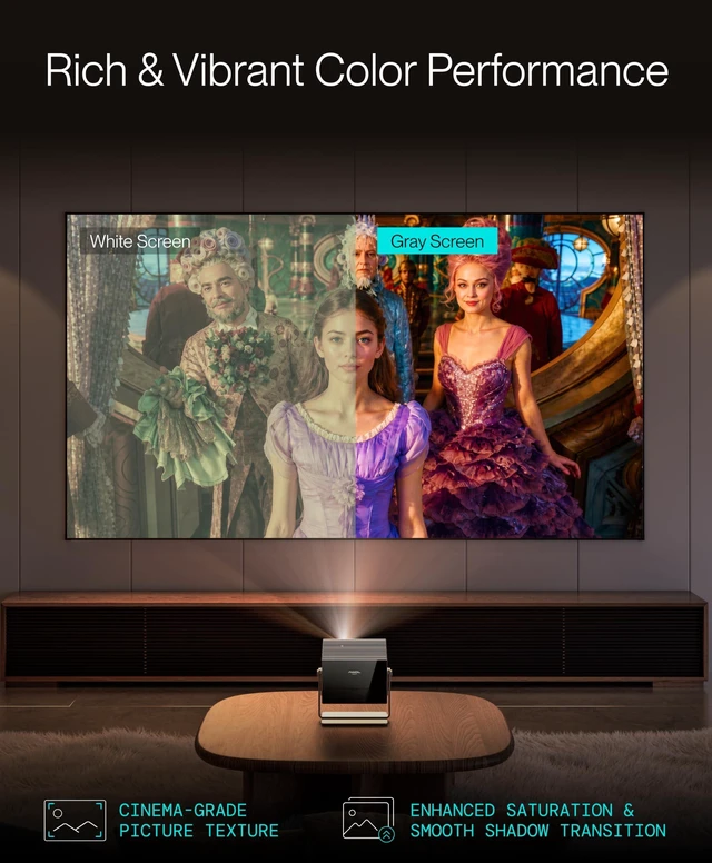 Alt view image 4 of 5 - AWOL VISION 100" Fixed Frame Matte Gray Projector Screen, 170 Viewing Angle, 16:9 8K/4K Screen with 1 in Slim Aluminum Frame, for UST and Long Throw Projectors (100", Gray)