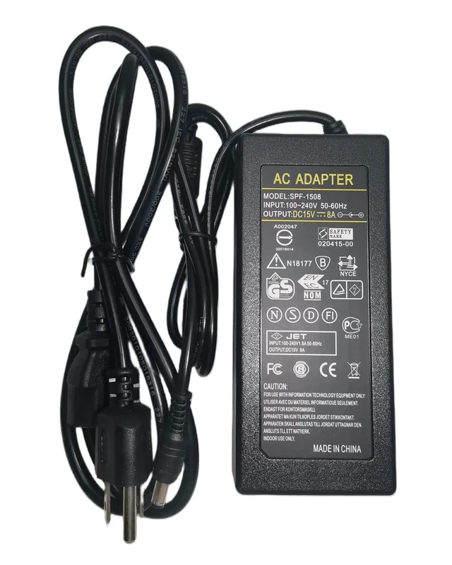 Alt view image 3 of 5 - Universal 15V 8A Adapter Power Supply 100-240V AC to DC 15Volt 8000mA 15V 8Amp Transformer 2.1mm X 5.5mm Plug