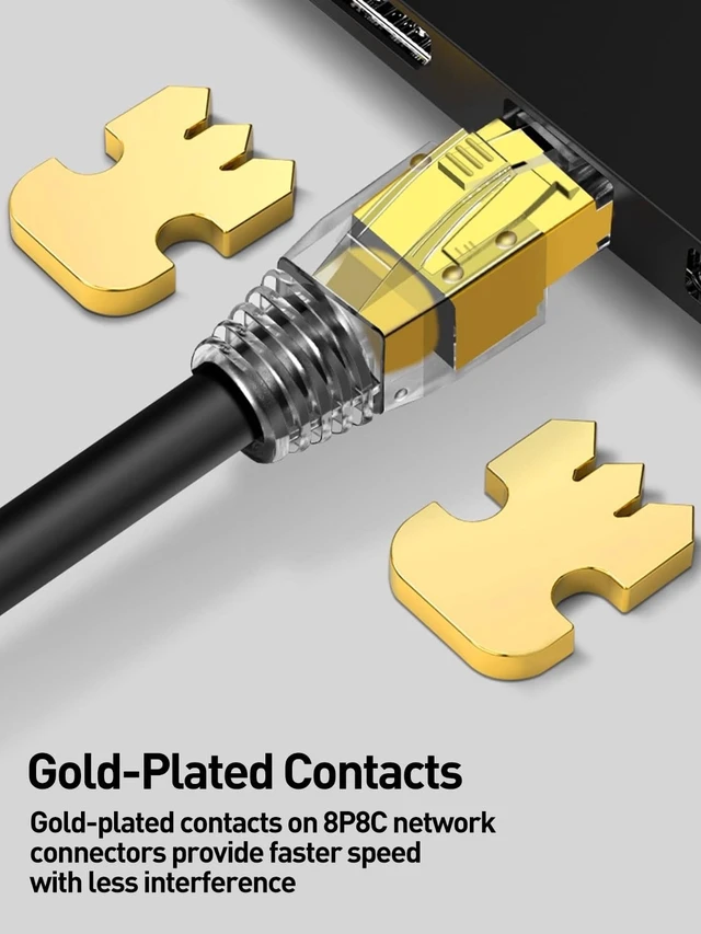 Alt view image 5 of 5 - ZOERAX 50-Pack Cat7 Cat6A Shielded Pass Through RJ45 Connectors, 3-Prong Gold Plated CAT7 Modular Plug for Solid or Stranded STP/FTP Ethernet Cable (Gold)