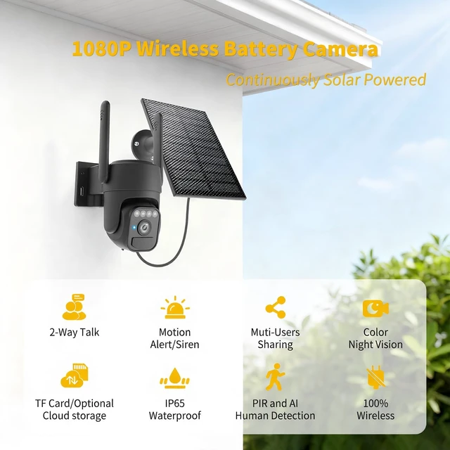 Alt view image 2 of 5 - WY-LINK Solar Camera Outdoor Wireless, 360 Wi-Fi Home Security Cameras