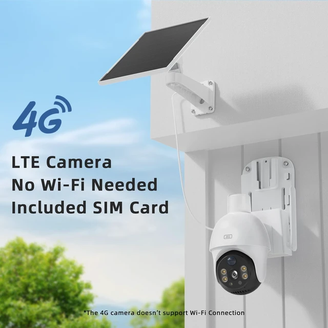 Alt view image 2 of 5 - bizv 4G LTE Cellular Security Camera Wireless Outdoor,4MP Solar Powered No WiFi Security Camera, Color Night Vision, Smart Detection,Two Way Audio,Local/Cloud Storage(White) (P15N)