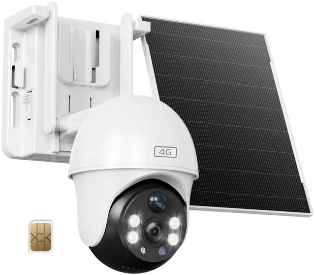 Main image of bizv 4G LTE Cellular Security Camera Wireless Outdoor,4MP Solar Powered No WiFi Security Camera, Color Night Vision, Smart Detection,Two Way Audio,Local/Cloud Storage(White) (P15N)