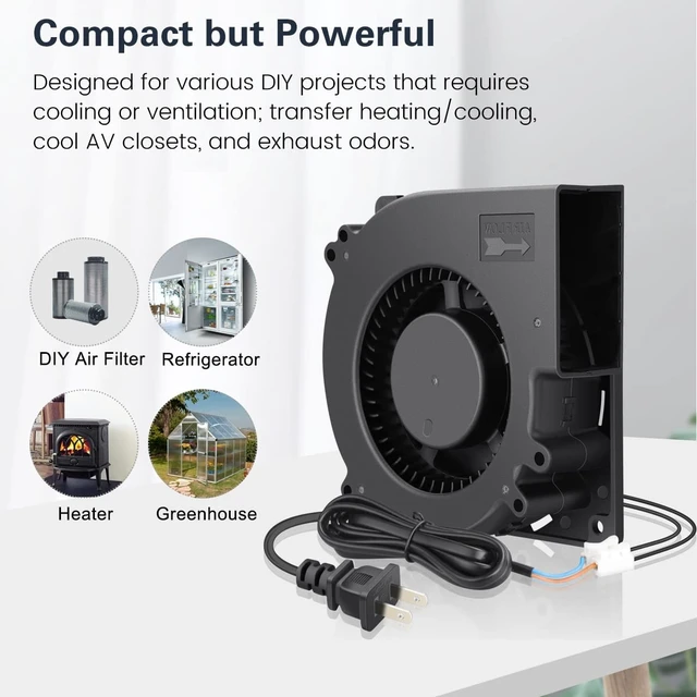 Alt view image 2 of 5 - GDSTIME Blower Fan Dual Ball Bearing 120mm x 120mm x 32mm (4.72x4.72x1.26 inch) 110V 115V 120V 220V 240V