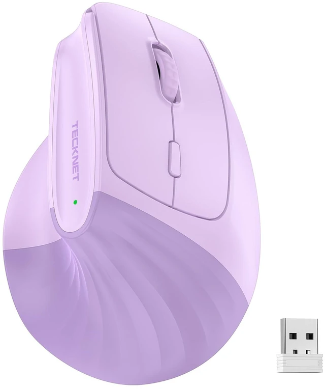 Main image of TECKNET Vertical Ergonomic Wireless Bluetooth Mouse, Silent Rechargeable Bluetooth Mouse(BT 5.0/5.0+2.4G), 5-Level 4800 DPI, 200H Long Battery Life, Compatible with Windows/Mac/Linux/Android/Ch