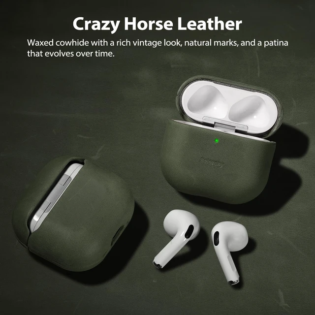 Alt view image 2 of 5 - Belemay Crazy Horse Leather Case for AirPods 5 (2026) / AirPods 4 (2024)