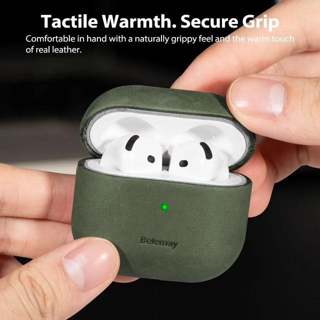 Alt view image 4 of 5 - Belemay Crazy Horse Leather Case for AirPods 5 (2026) / AirPods 4 (2024)