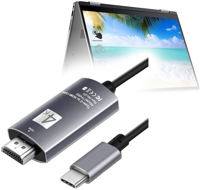 Main image of BoxWave Cable Compatible with Dell Inspiron 14 2-in-1 (7420) - SmartDisplay Cable - USB Type-C to HDMI (6 ft), USB C/HDMI Cable - Jet Black