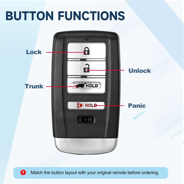 Alt view image 4 of 5 - Replacement Key Fob Remote for Acura RDX 2019 2020 2021 Keyless Entry Car Remote KR5T21 72147-TJB-A01 433.92MHz 47 72147-TJB-A11