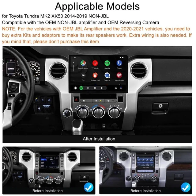 Alt view image 2 of 5 - Android 15 13.1 inch 8Core 4+64GB Car Radio for Toyota Tundra 2014-2019