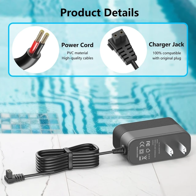Alt view image 3 of 5 - 12.6V Charger for Pondee X1 Pool Vacuum Compatible with Pondee Robotic Pool Vacuum Cleaner Power Cord Charger