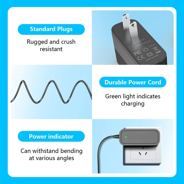 Alt view image 5 of 5 - 12.6V Charger for Pondee X1 Pool Vacuum Compatible with Pondee Robotic Pool Vacuum Cleaner Power Cord Charger