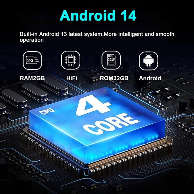 Alt view image 2 of 5 - 7 Android 14 Car Stereo with Wireless Carplay Android Auto, Touch Screen for Toyota Corolla 2002 2003 2004 2005 2006, Head Unit WiFi GPS Bluetooth AHD Backup Camera Microphone