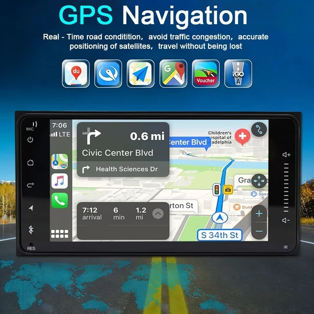 Alt view image 5 of 5 - 7 Android 14 Car Stereo with Wireless Carplay Android Auto, Touch Screen for Toyota Corolla 2002 2003 2004 2005 2006, Head Unit WiFi GPS Bluetooth AHD Backup Camera Microphone
