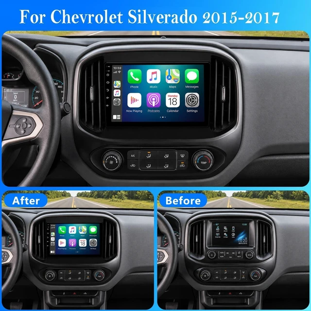 Alt view image 2 of 5 - Alikali 9in 2Din Car Radio Stereo for Chevrolet Silverado 2015-2017 2016, w/WiFi/Bluetooth/GPS Navigation/FM/Music/SWC/IPS Touchscreen Radio Player with Carplay Android Auto +Free Backup Camera