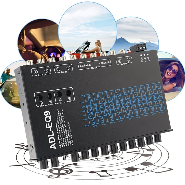 Alt view image 3 of 5 - DriSentri 9-Band Car Audio Equalizer, Car Graphic Equalizer EQ W/Front, 9 Band Noise Reduction DSP Car Equalizer for Car Stereo System with Independent Subwoofer Output