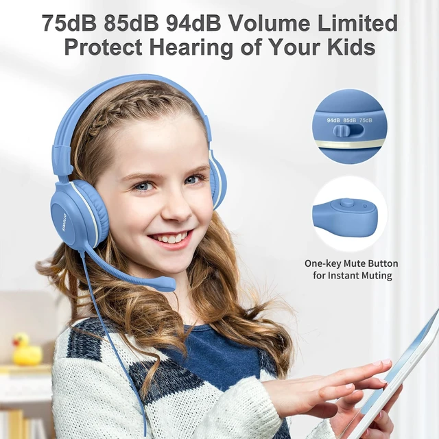 Alt view image 4 of 5 - SIMOLIO-USB-C-Headphones Wired-Kids for-School w/Swivel HD Boom-Microphone