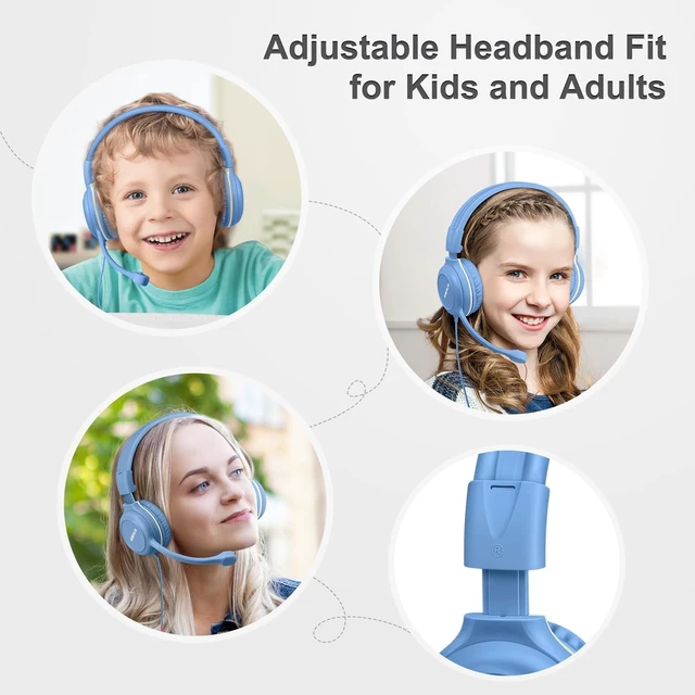 Alt view image 5 of 5 - SIMOLIO-USB-C-Headphones Wired-Kids for-School w/Swivel HD Boom-Microphone
