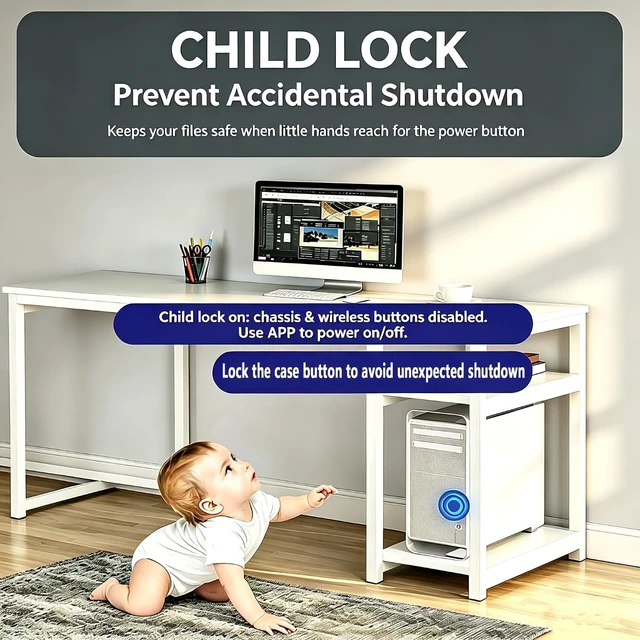 Alt view image 5 of 5 - Wireless WiFi Remote PC Power Button/Switch with Child Lock,Timer&Restart