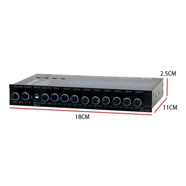 Alt view image 5 of 5 - MagiDeal 9 Band Equalizer Front Rear + sub Output 12V DC DSP Chip 9 Equalization Bands EQ Car Stereo Tone Control Car Audio Equalizer, 18cmx11.5cmx2.5cm, Black