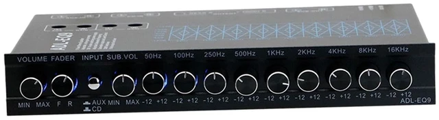 Main image of MagiDeal 9 Band Equalizer Front Rear + sub Output 12V DC DSP Chip 9 Equalization Bands EQ Car Stereo Tone Control Car Audio Equalizer, 18cmx11.5cmx2.5cm, Black