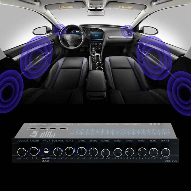 Alt view image 2 of 5 - MagiDeal 9 Band Equalizer Front Rear + sub Output 12V DC DSP Chip 9 Equalization Bands EQ Car Stereo Tone Control Car Audio Equalizer, 18cmx11.5cmx2.5cm, Black