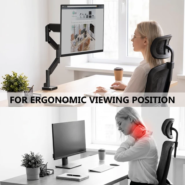 Alt view image 3 of 5 - WALI Extra Long Single Monitor Arm for 17-38 inch Screens, up to 26.4 lbs