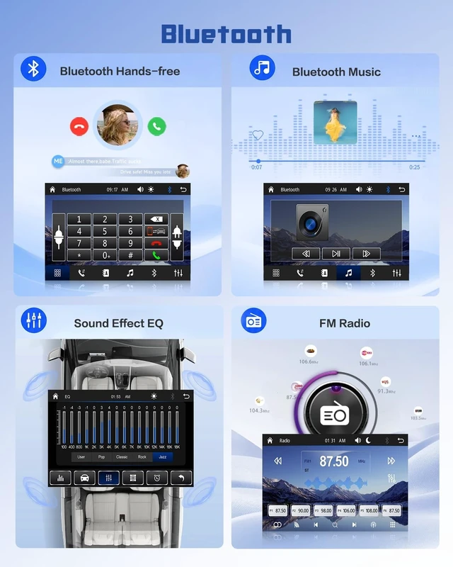 Alt view image 5 of 5 - 7'' Double Din Radio Car Stereo with Wireless CarPlay Android Auto