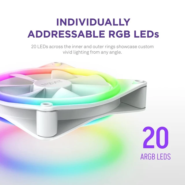 Alt view image 3 of 5 - NZXT F120 RGB Duo - 120mm Dual-Sided RGB PC Case Fan - White
