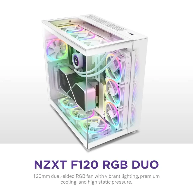 Alt view image 2 of 5 - NZXT F120 RGB Duo - 120mm Dual-Sided RGB PC Case Fan - White