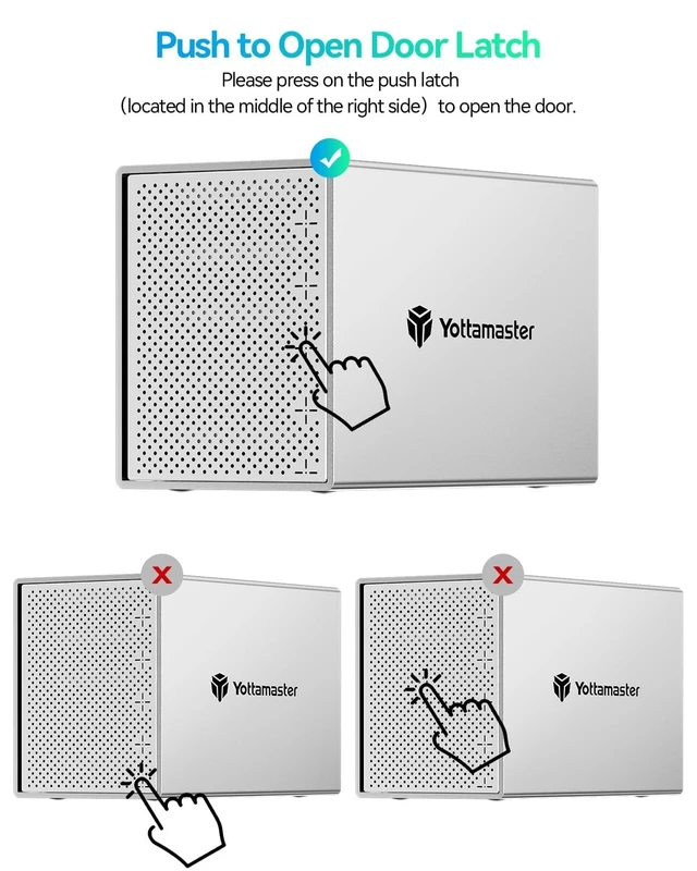 Alt view image 5 of 5 - Yottamaster 5 Bay RAID Hard Drive Enclosure USB 3.0, Aluminum RAID HDD Enclosure for 3.5 & 2.5 Inch SATA HDD/SSD, Support 110TB(5x22TB) Direct Attached Storage DAS RAID 1/5/10/JBOD/CLONE - PS500RU3