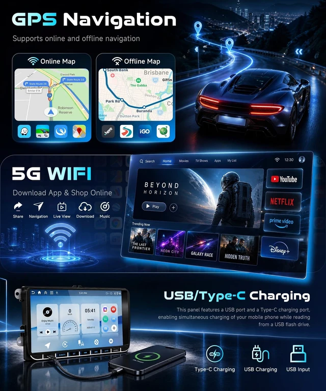 Alt view image 5 of 5 - 4+64G 9" Car Stereo for VW Volkswagen Seat Golf Passat Jetta Beetle Tiguan