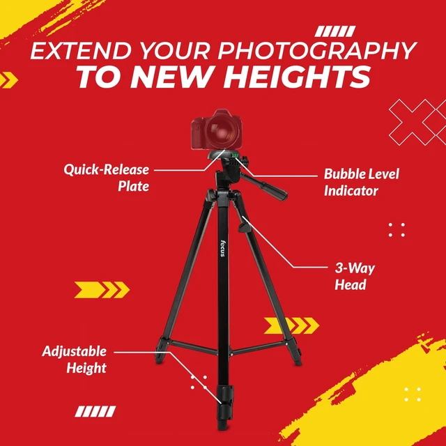 Alt view image 5 of 5 - Focus Camera 59' Travel DSLR Camera Tripod Stand