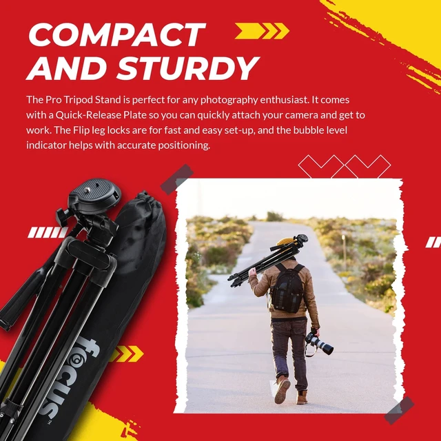 Alt view image 4 of 5 - Focus Camera 59' Travel DSLR Camera Tripod Stand