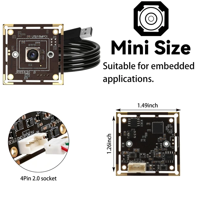 Alt view image 4 of 5 - Hotpet 16MP Autofocus USB Camera Module IMX298 Sensor
