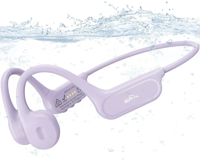Main image of Swimming Headphones, Bone Conduction Headphones Bluetooth 6.1 , IP68 Waterproof Swimming Headphone Underwater, Wireless Sport Open Earphones with MP3 Mode 8GB Memory for Running, Surfing, Purpl