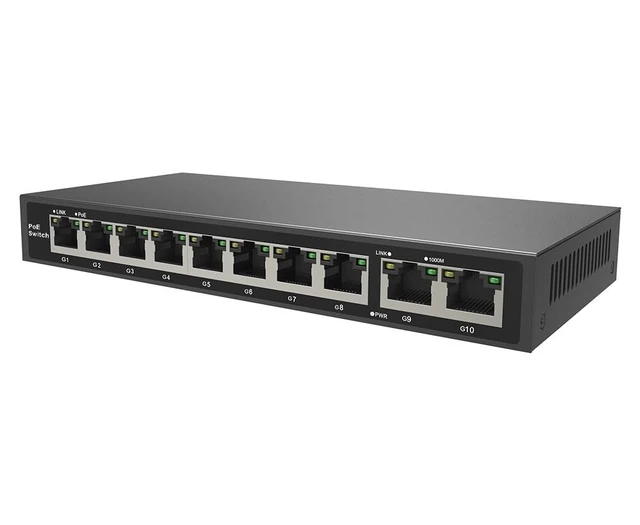 Alt view image 2 of 3 - GemaVision 110W 8CH Full Gigabit Unmanaged PoE Switch Support IEEE 802.3 af/at PoE Standard, Plug-and-Play, 30W Max Power Per Port,POE8CH-110W