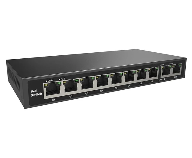 Alt view image 3 of 3 - GemaVision 110W 8CH Full Gigabit Unmanaged PoE Switch Support IEEE 802.3 af/at PoE Standard, Plug-and-Play, 30W Max Power Per Port,POE8CH-110W