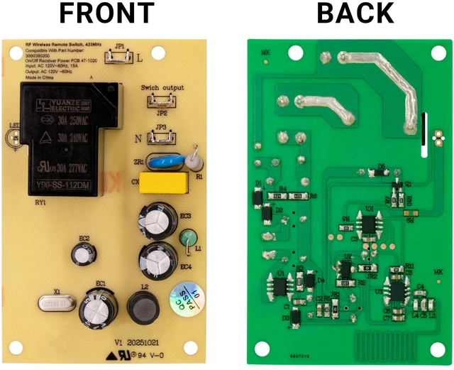 Alt view image 4 of 5 - Replacement Remote Receiver for Dimplex Electralog Electric Fireplace 3000380200RP, Fit for Transmitter 3000370800RP, 3000370500RP