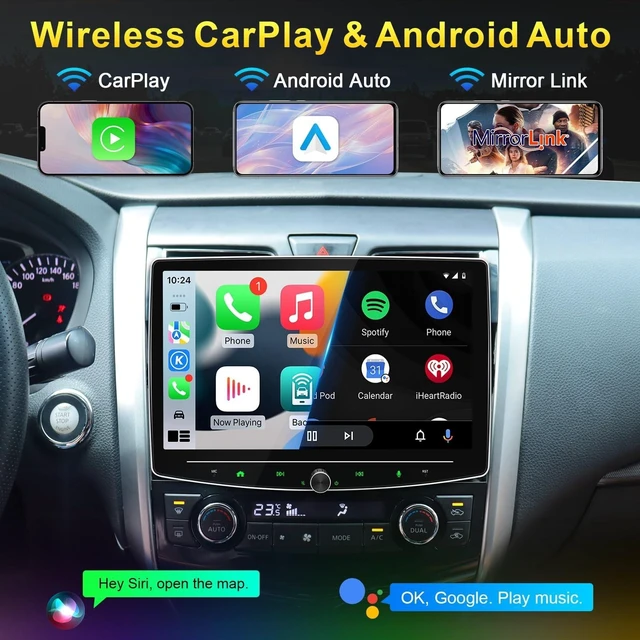 Alt view image 3 of 5 - 10 Inch Double Din Car Stereo Wireless Apple CarPlay Android Auto, Double din carplay Radio with Bluetooth 5.0/Navigation/Voice Control/Mirror Link