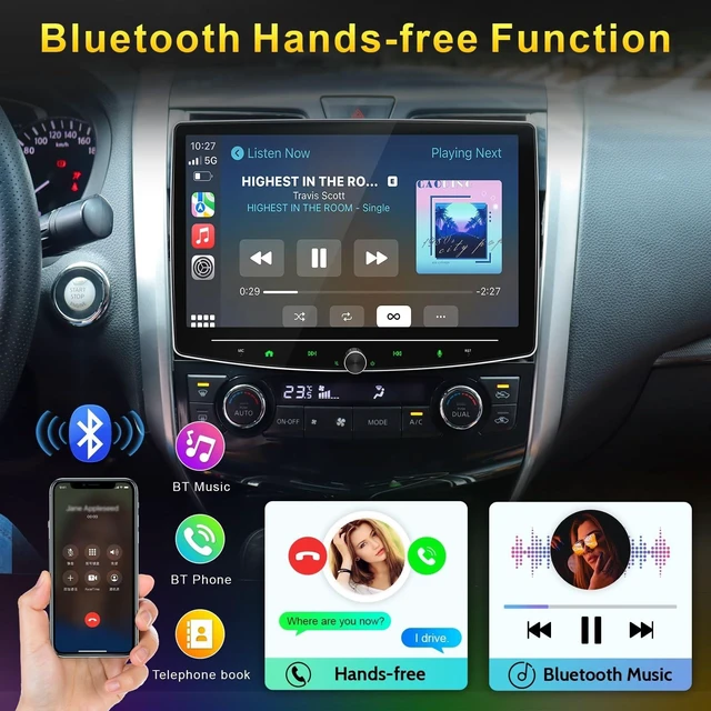 Alt view image 2 of 5 - 10 Inch Double Din Car Stereo Wireless Apple CarPlay Android Auto, Double din carplay Radio with Bluetooth 5.0/Navigation/Voice Control/Mirror Link
